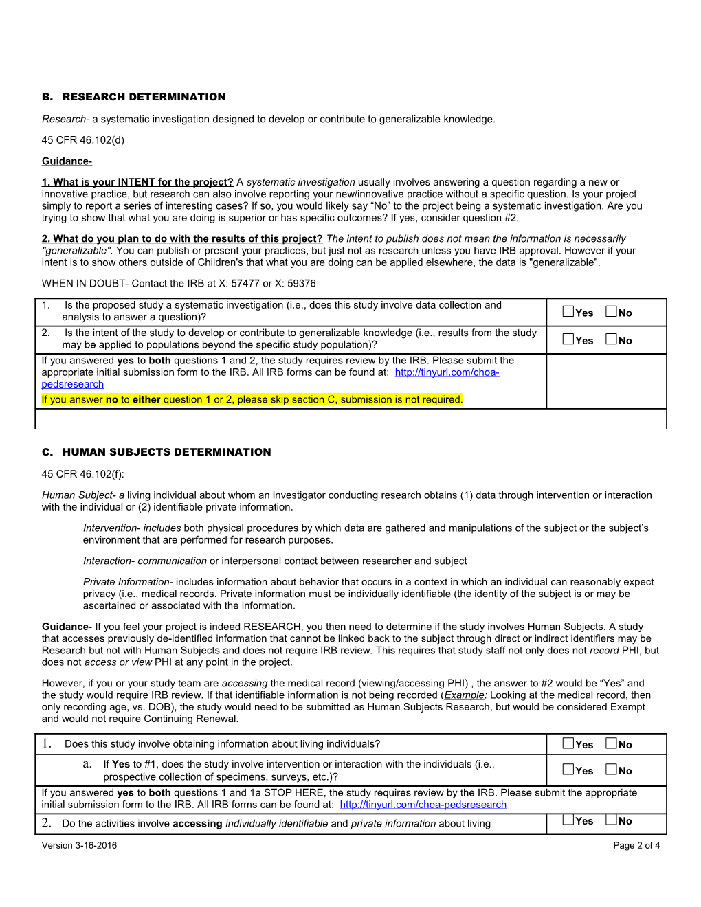 Non-Human Subjects Research Determination Form
