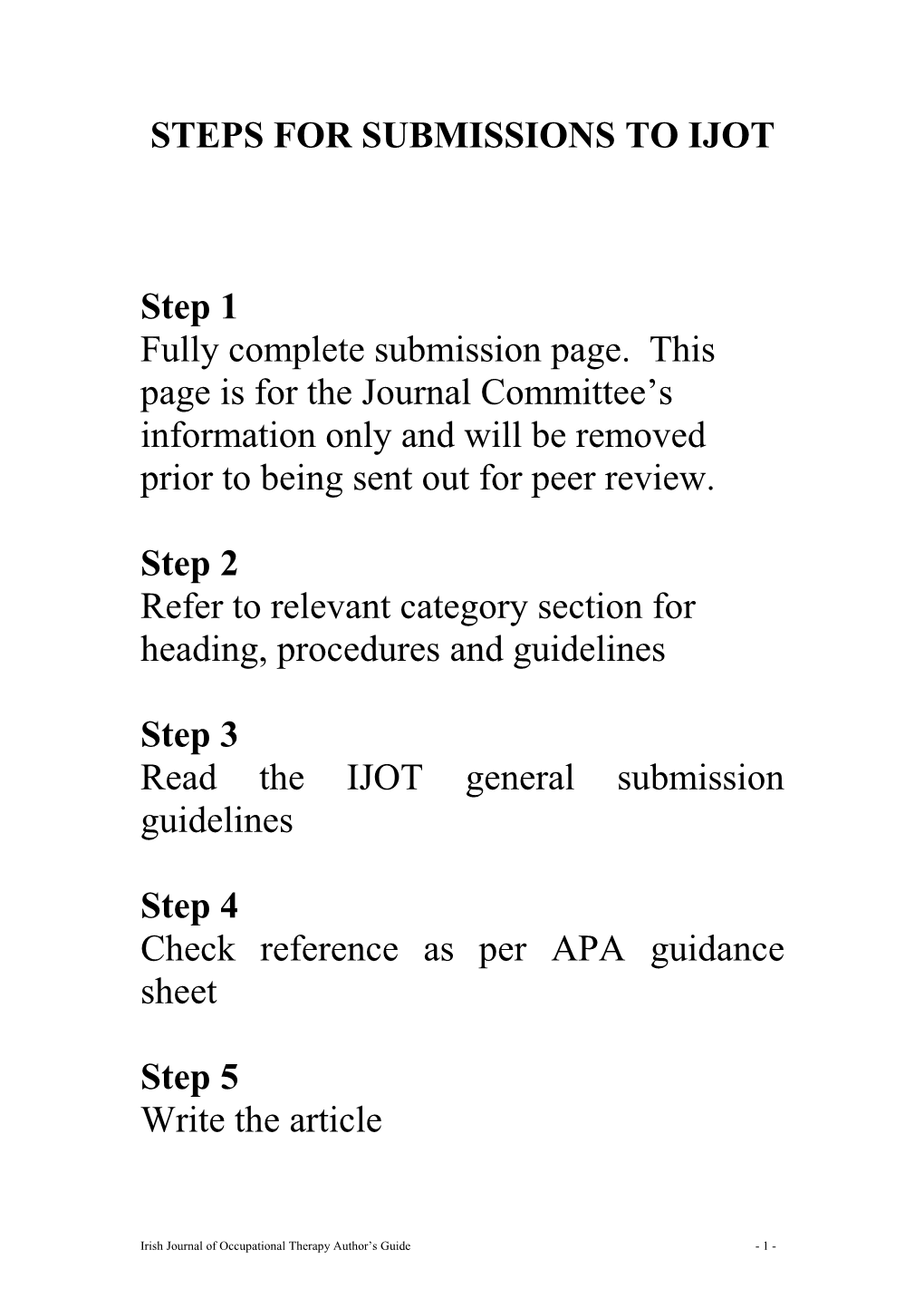 Steps to Submitting for Publication