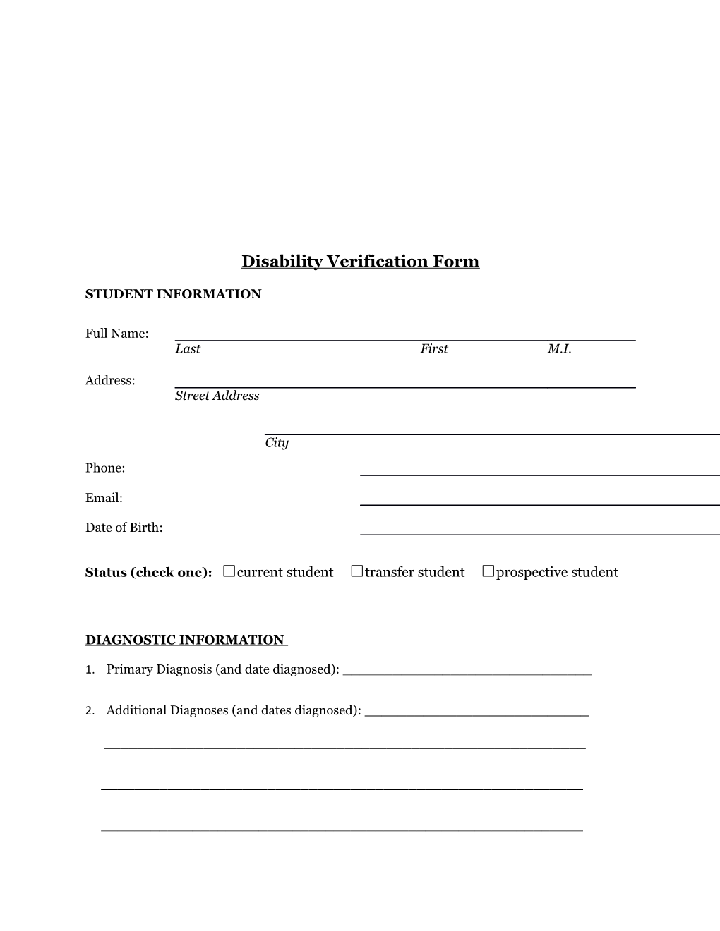 Disability Verification Form