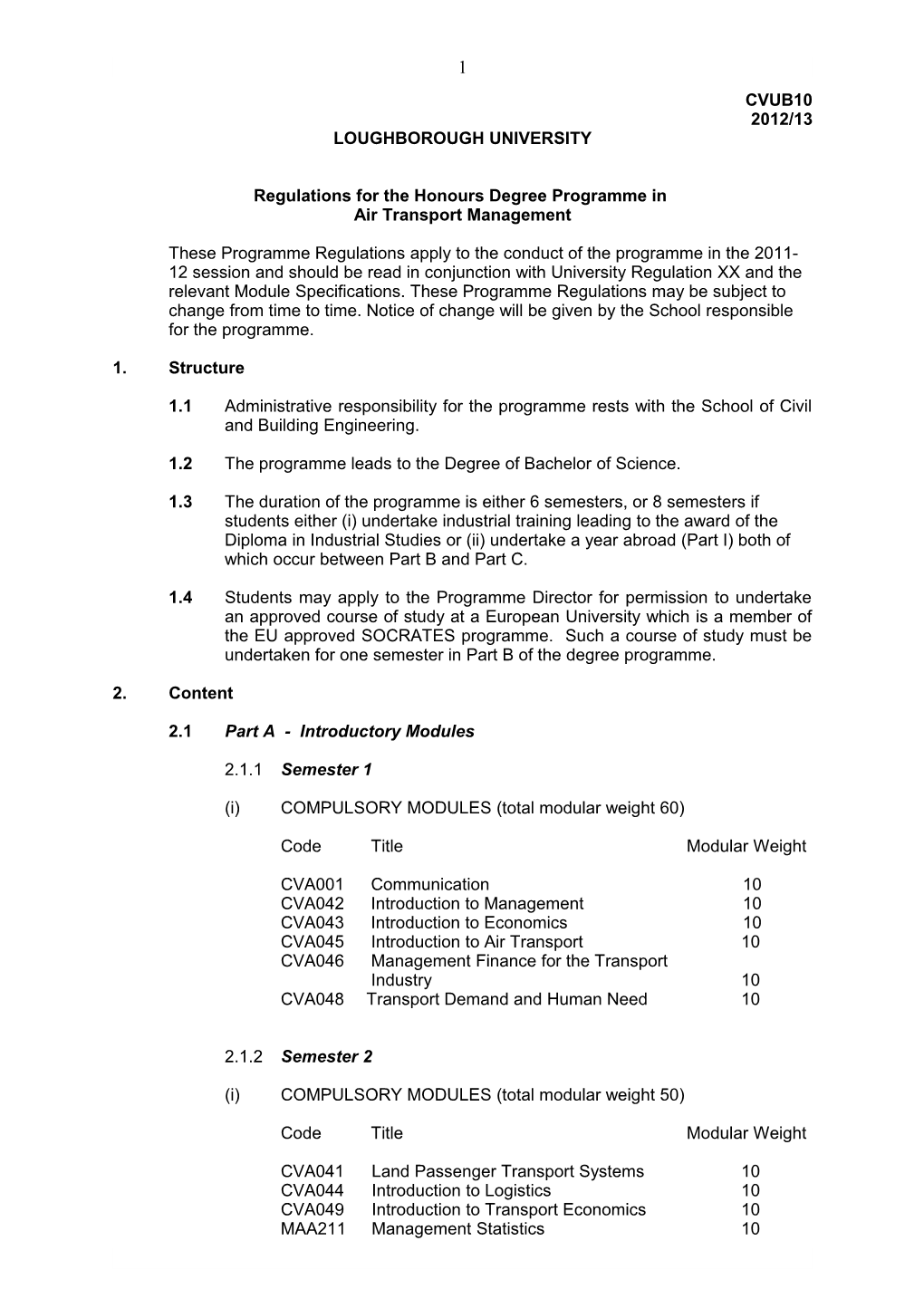 Regs for Ext Hons Degree Progr