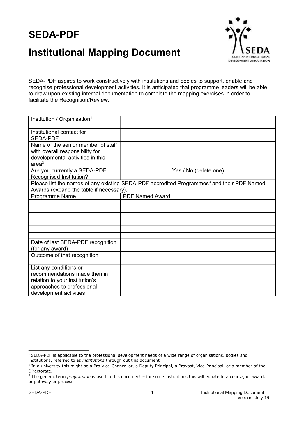 Institutional Mapping Document