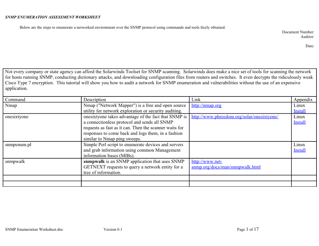 Windows Enumeration Worksheet