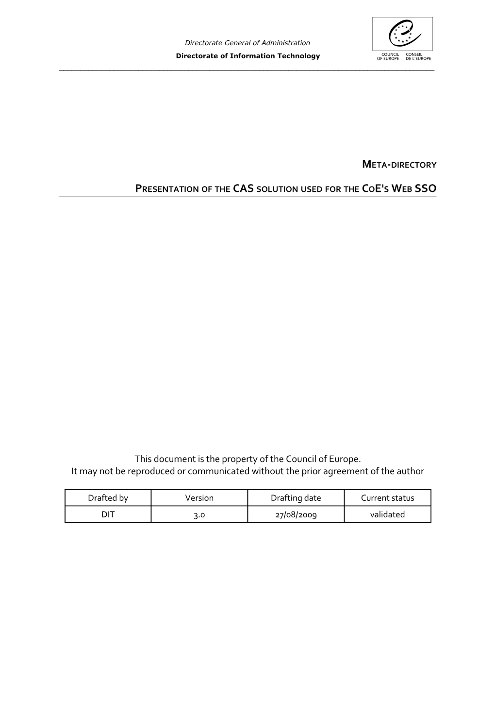 Meta-Directory - Presentation of the CAS Solution Used for the Coe's Web SSO