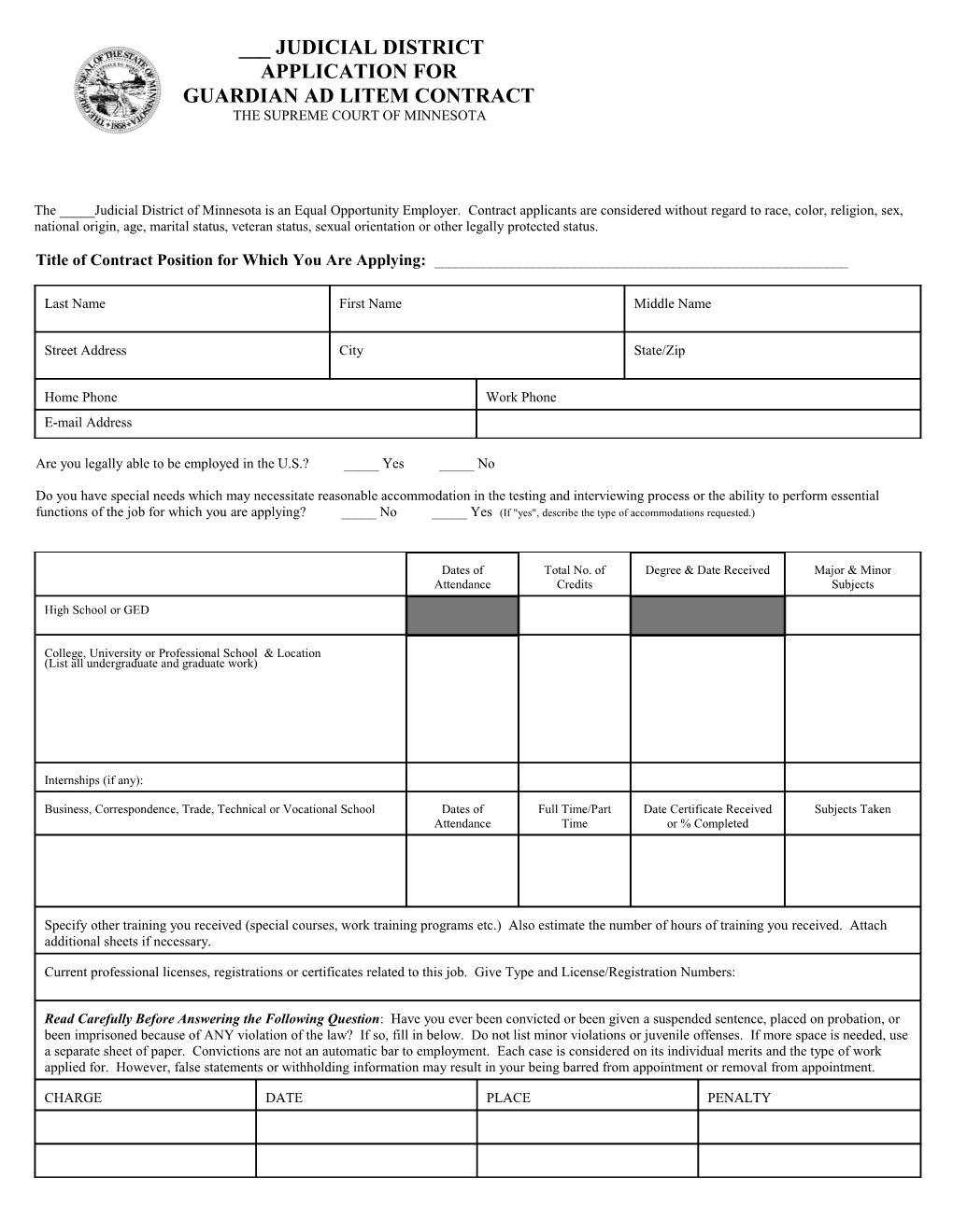 GAL Contractor Application