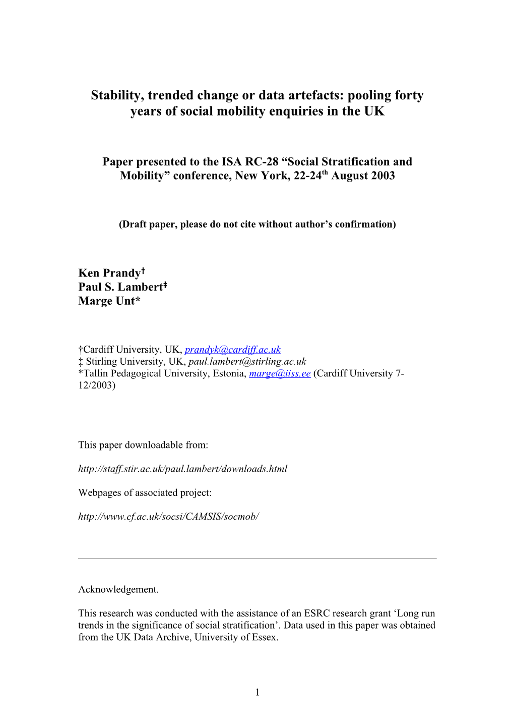 In an Earlier Paper, a Further 54,000 Cases of Father-Son Occupational Combinations Covering