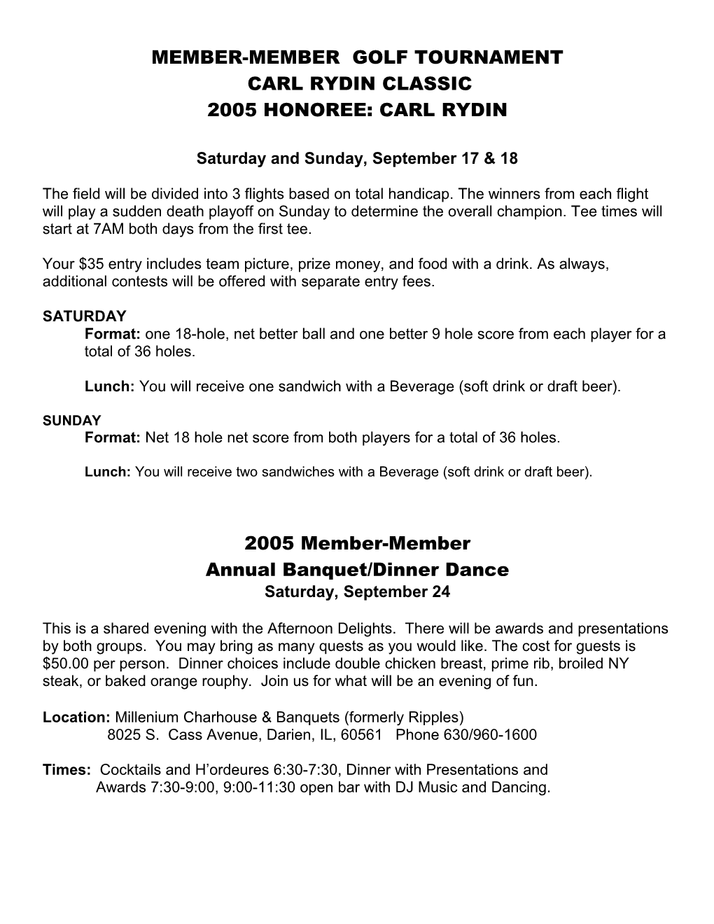 Member-Member Golf Tournament
