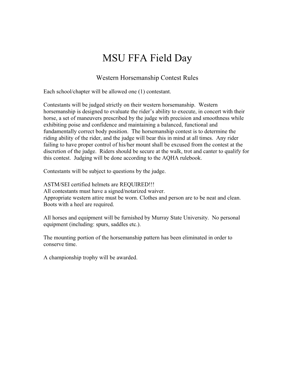 MSU FFA Field Day