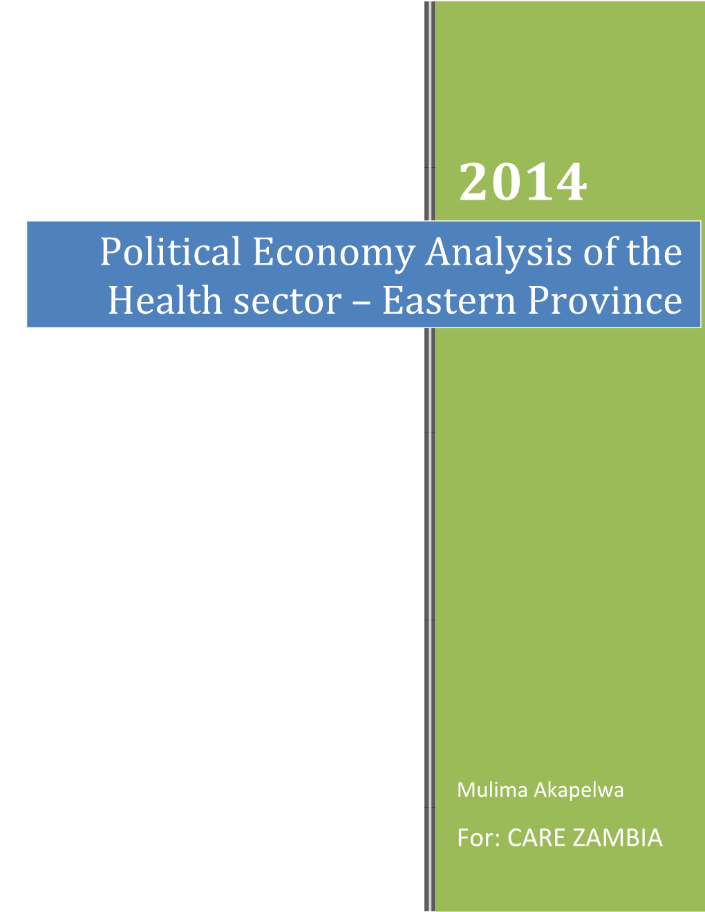 Political Economy Analysis Of The Health Sector
