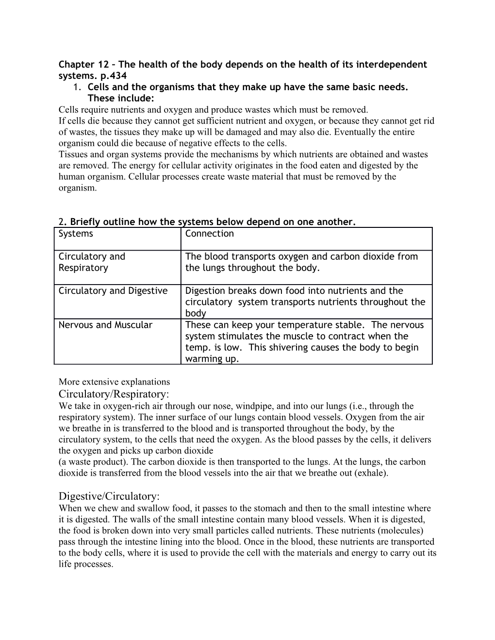 Chapter 12 the Health of the Body Depends on the Health of Its Interdependent Systems. P.434
