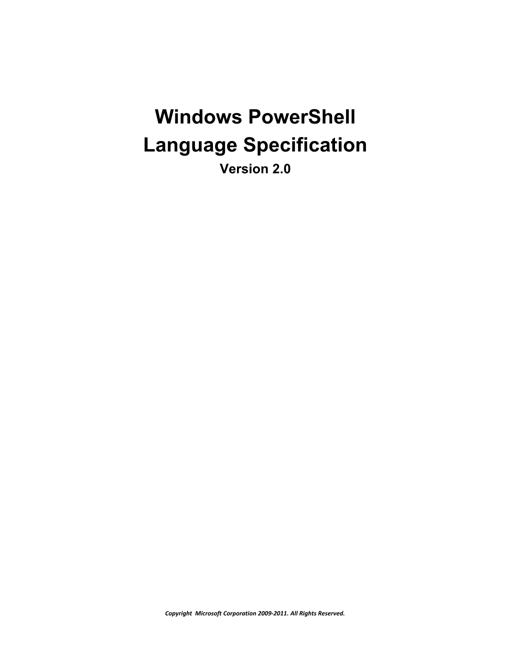 Windows Powershell Specification