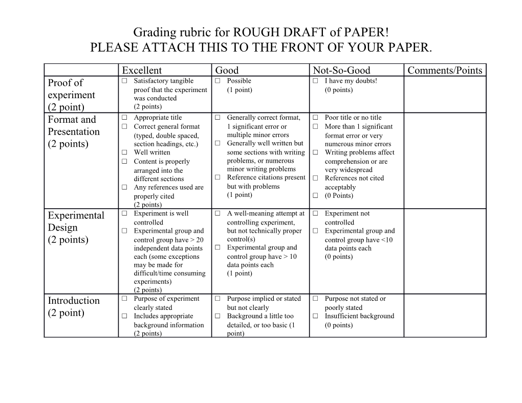 Grading Rubric for Paper #2