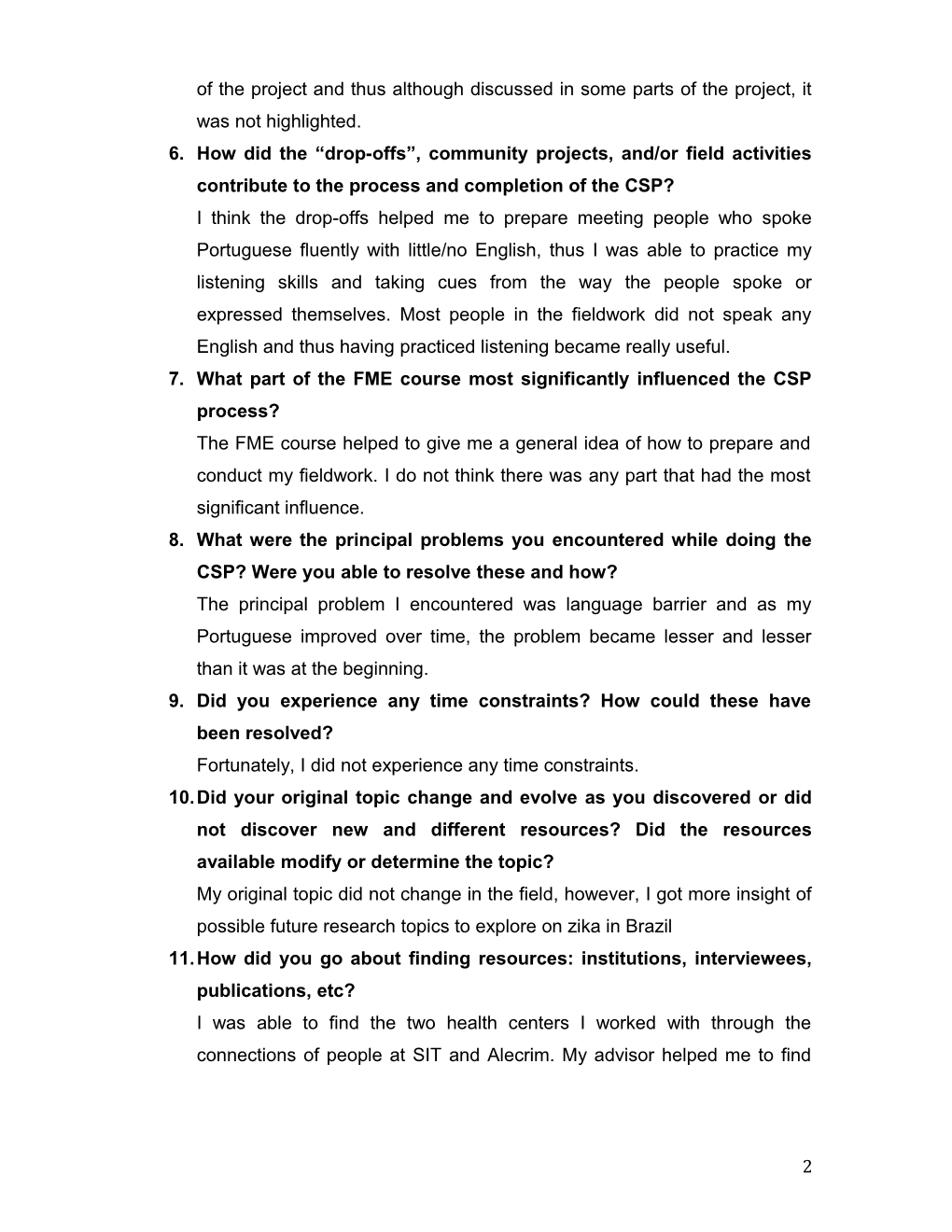 Appendix A: CSP Monograph Appendix Questions