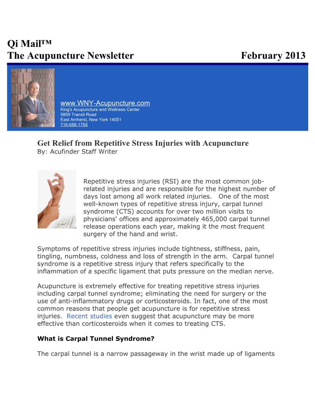 Get Relief from Repetitive Stress Injuries with Acupuncture By: Acufinder Staff Writer