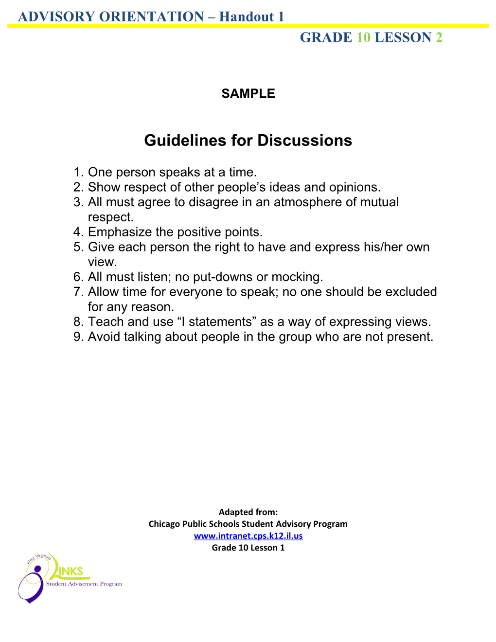 Guidelines for Discussions