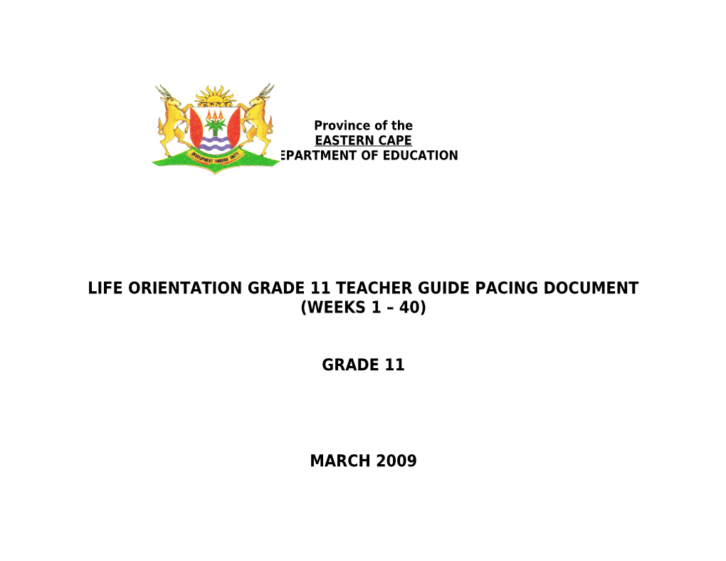 Life Orientation Pacesetter Grades 10 And 11