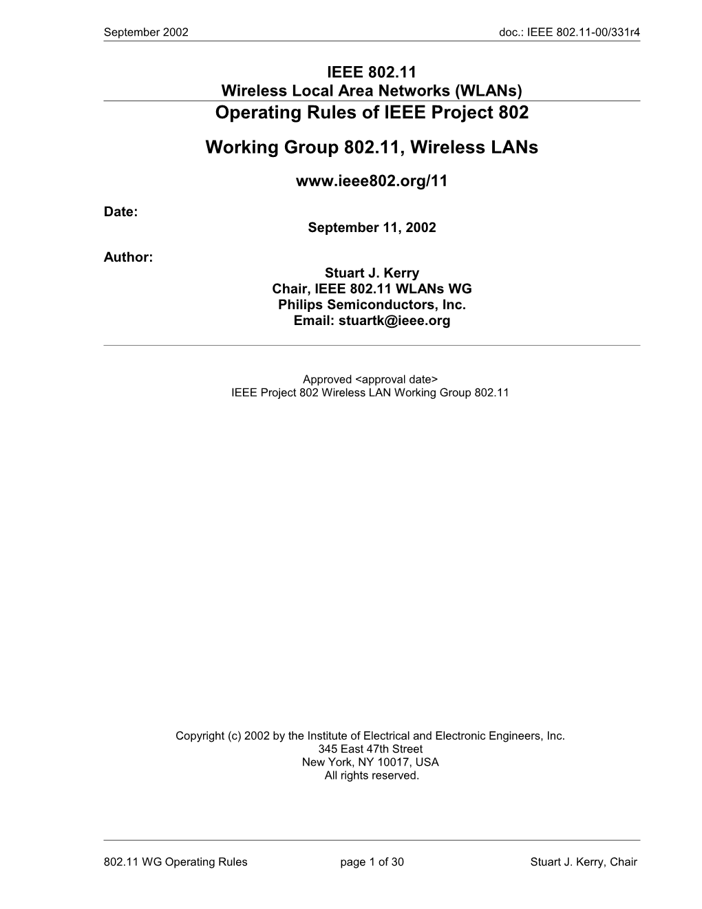 Operating Rules of IEEE Project 802