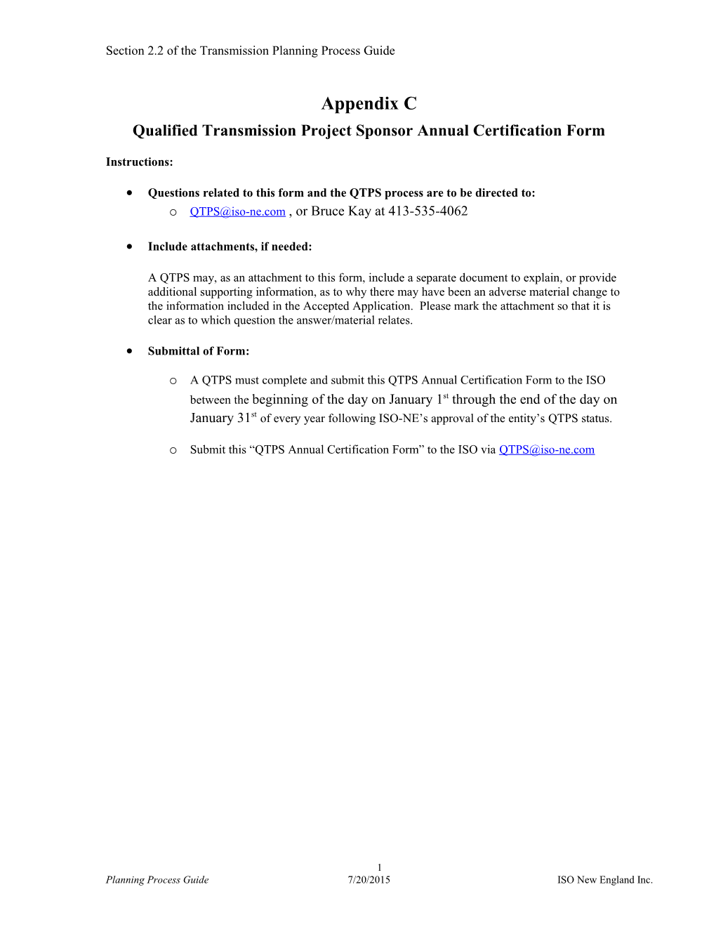 Qualified Transmission Project Sponsor Annual Certification Form