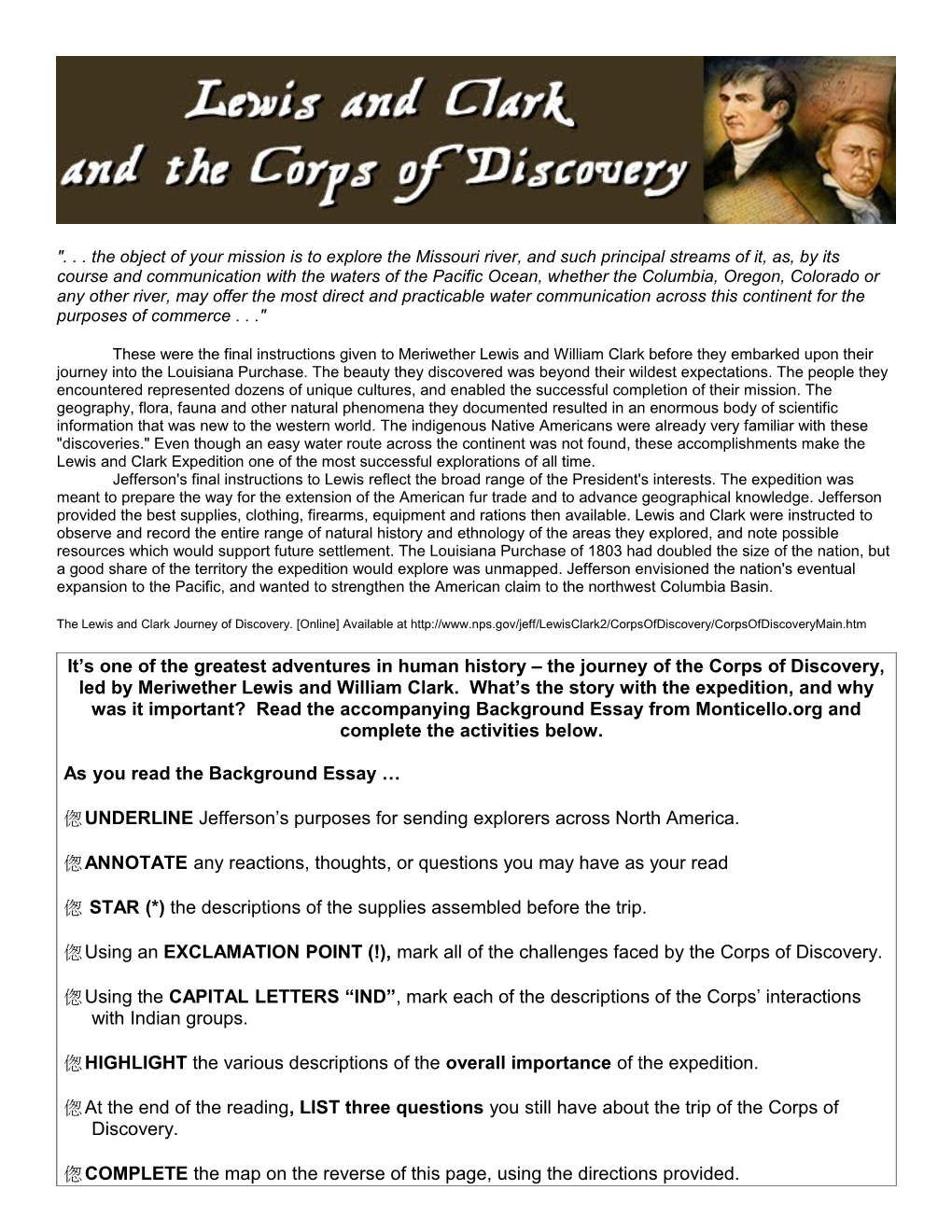 The Lewis and Clark Journey of Discovery. Online Available At