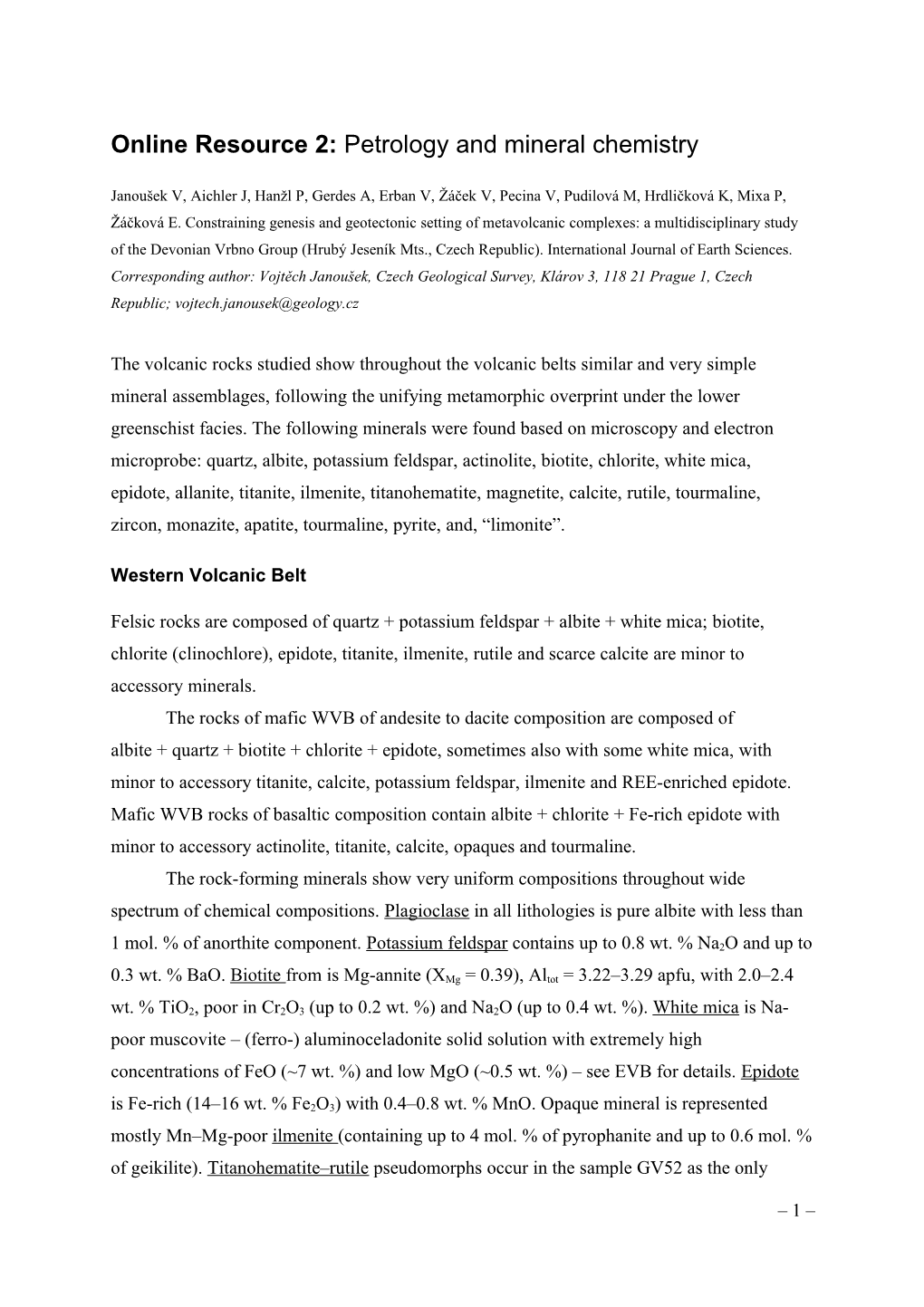 Field Relations and Petrology