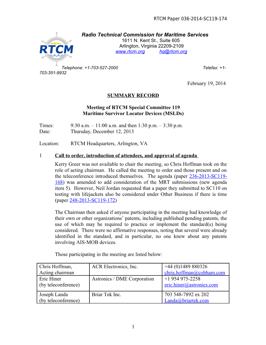 Radio Technical Commission for Maritime Services s1