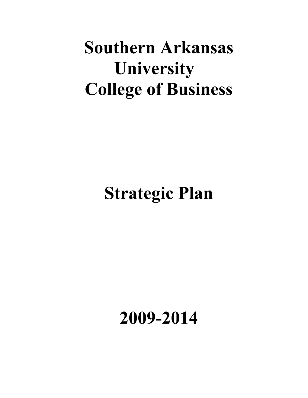 SAU College Of Business Strategic Plan