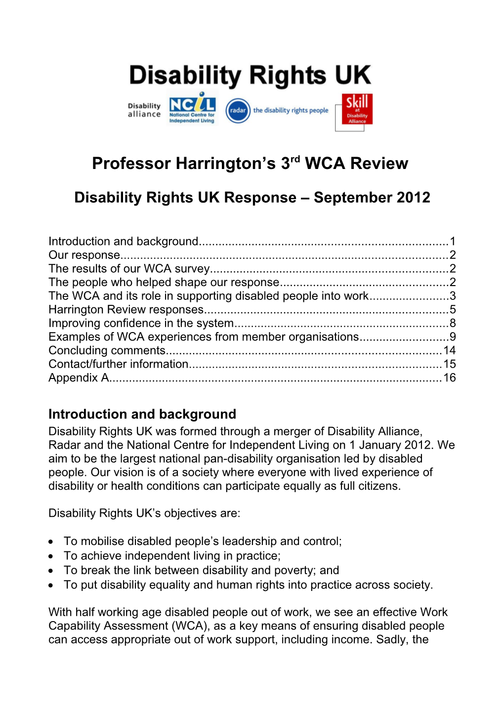 Professor Harrington S 3Rd WCA Review