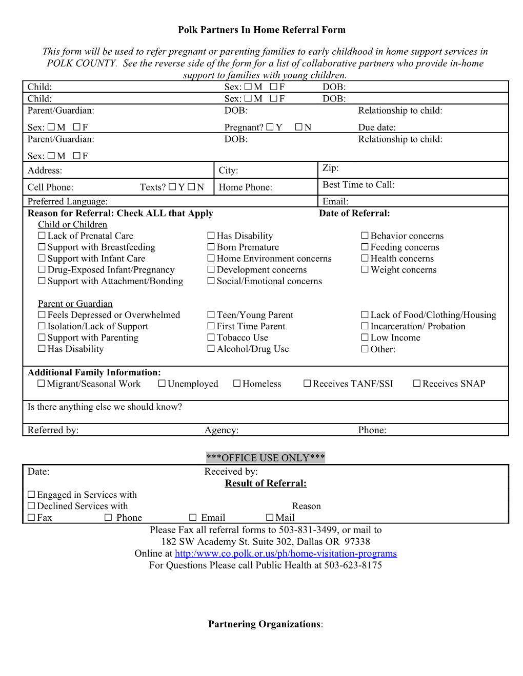 Polk Partners in Home Referral Form