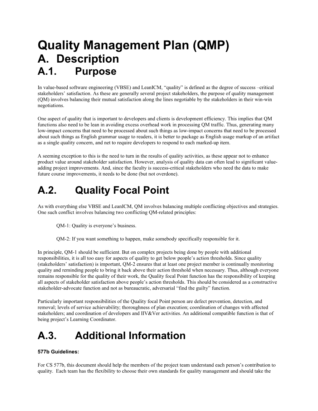 Quality Management Plan (QMP) s1