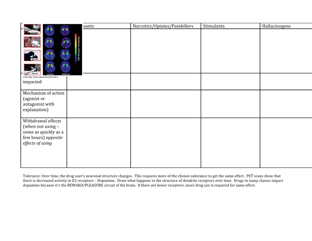 Tolerance: Over Time, the Drug User S Neuronal Structure Changes. This Requires More Of