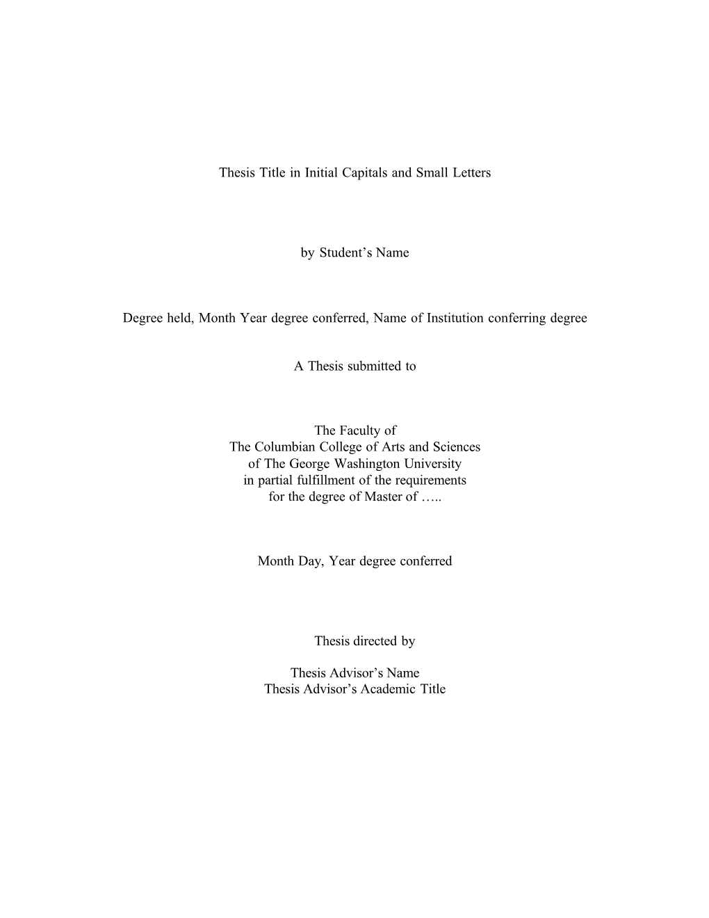 Thesis Title in Initial Capitals and Small Letters