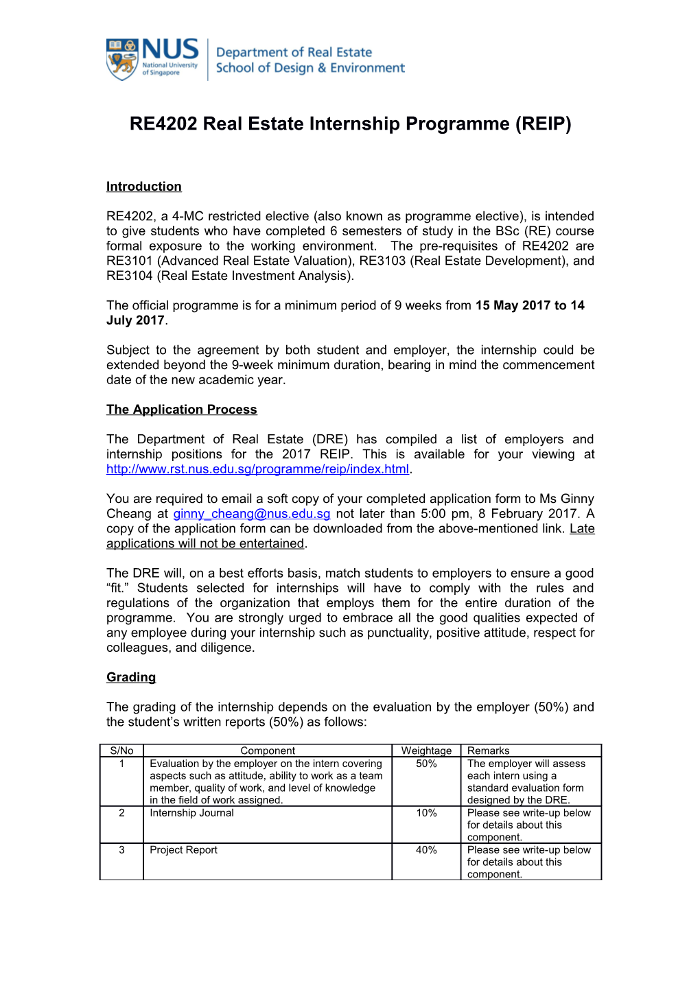 Re4202real Estate Internship Programme (REIP)