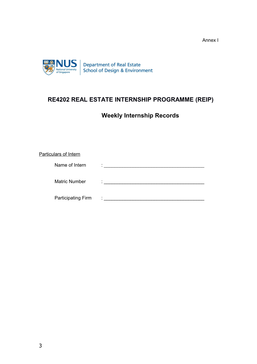 Re4202real Estate Internship Programme (REIP)