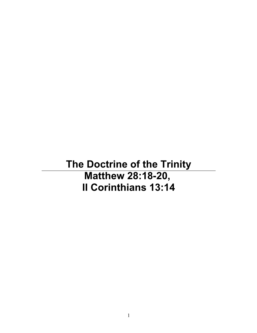 The Doctrine of the Trinity s1