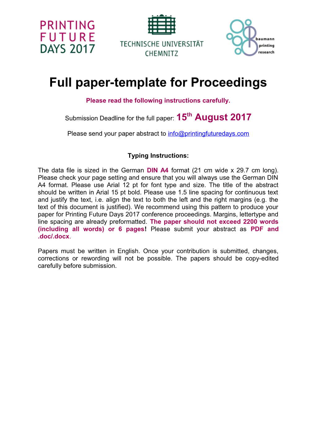 Full Paper-Template for Proceedings