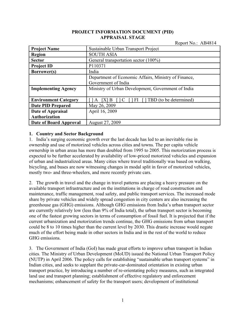 Project Information Document (Pid) s46