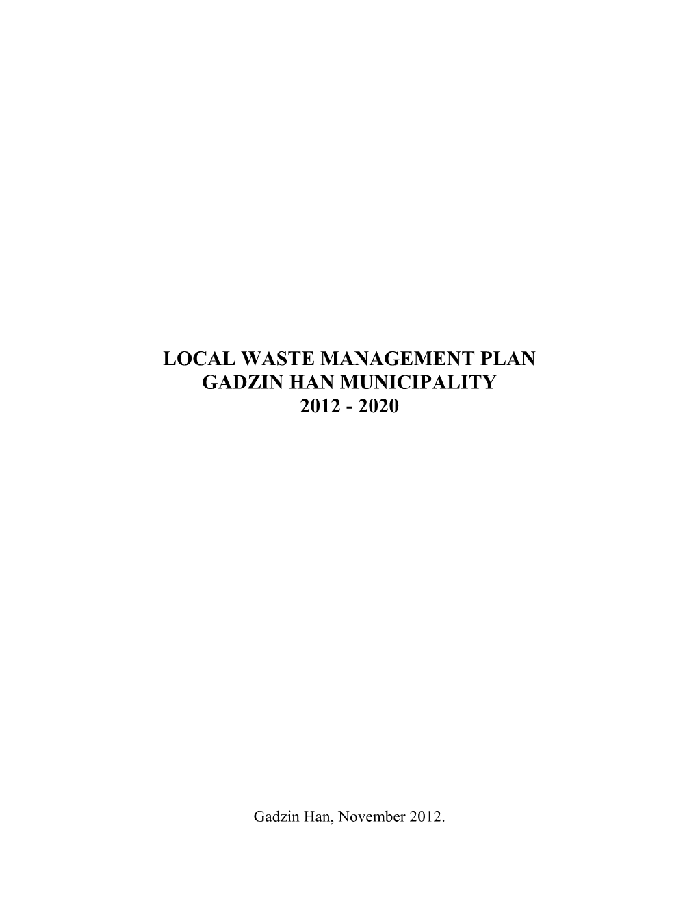 Local Waste Management Plan