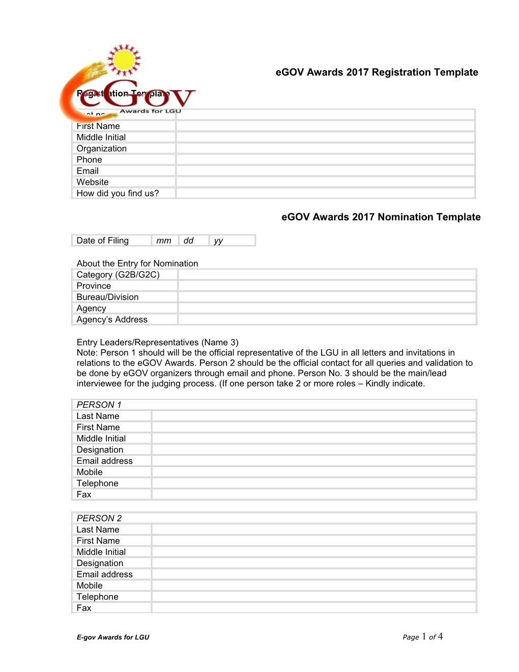 Egov Awards 2017Registration Template