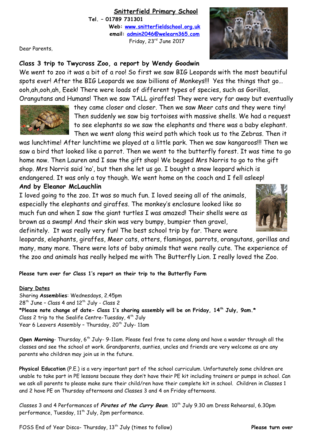 Class 3 Trip to Twycross Zoo, a Report by Wendy Goodwin
