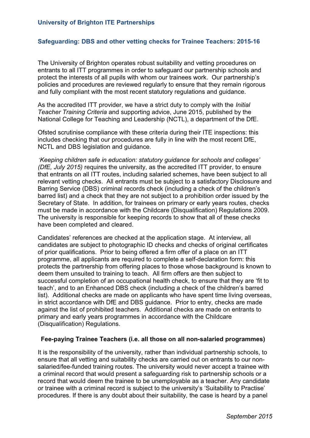 University of Brighton ITE Partnerships