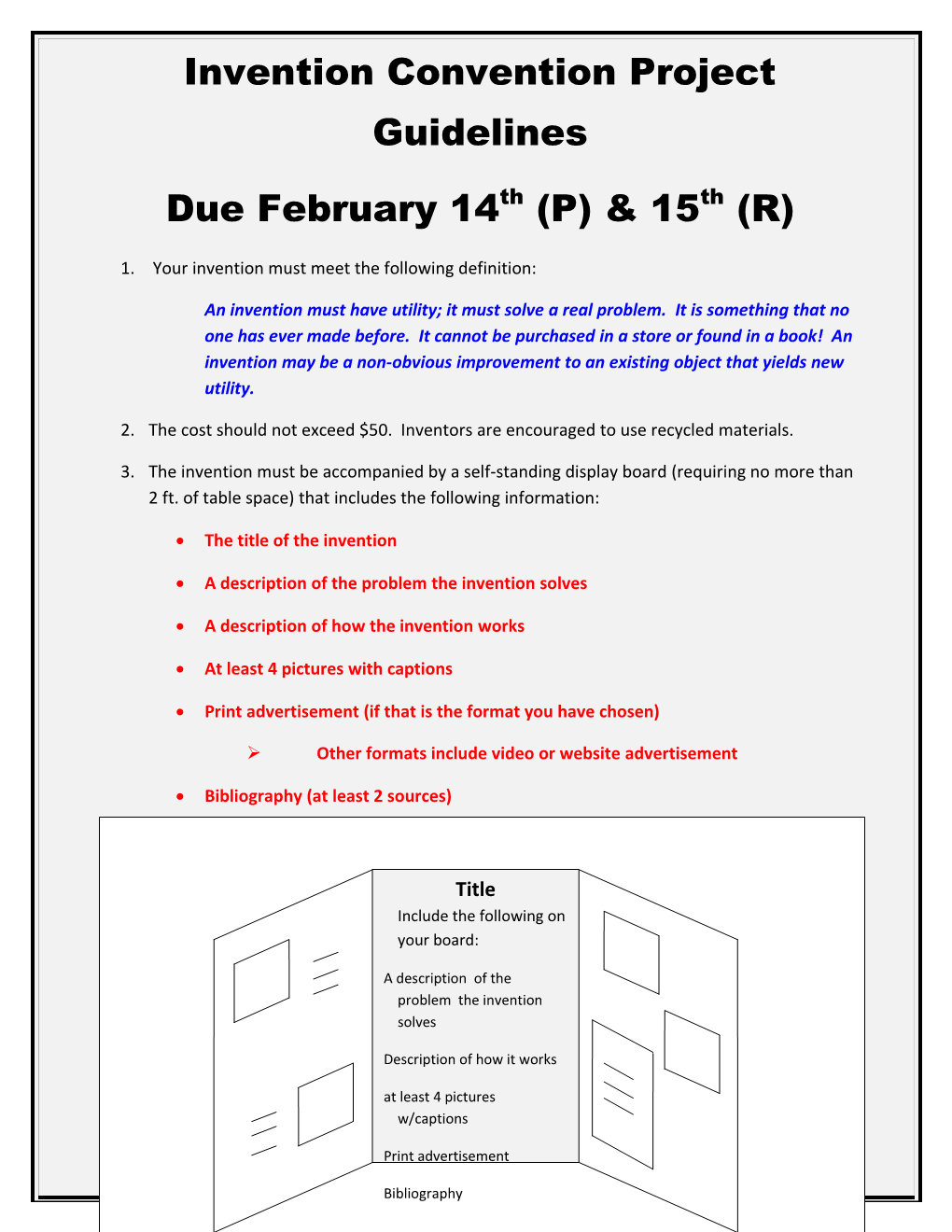 Invention Convention Project Guidelines