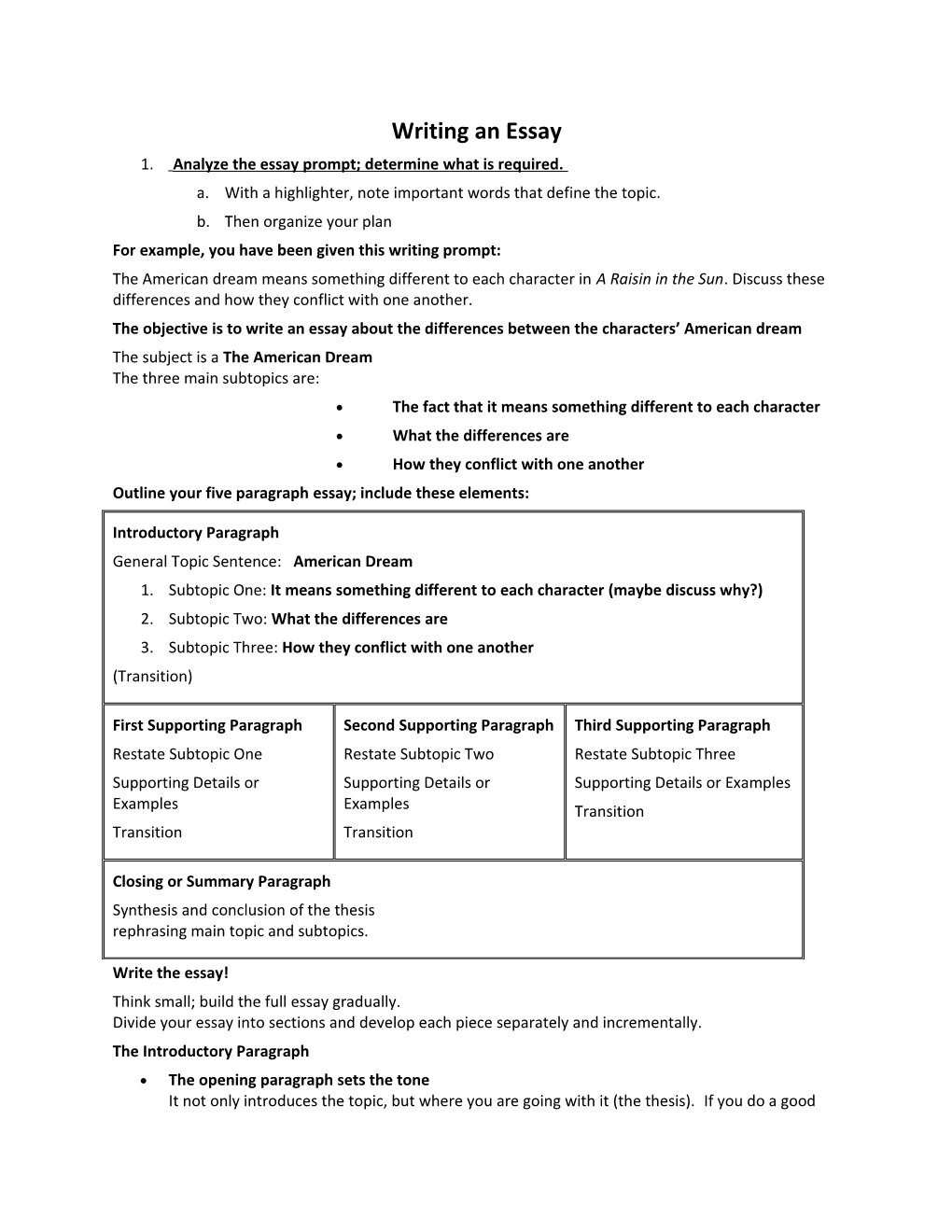 1. Analyze the Essay Prompt; Determine What Is Required