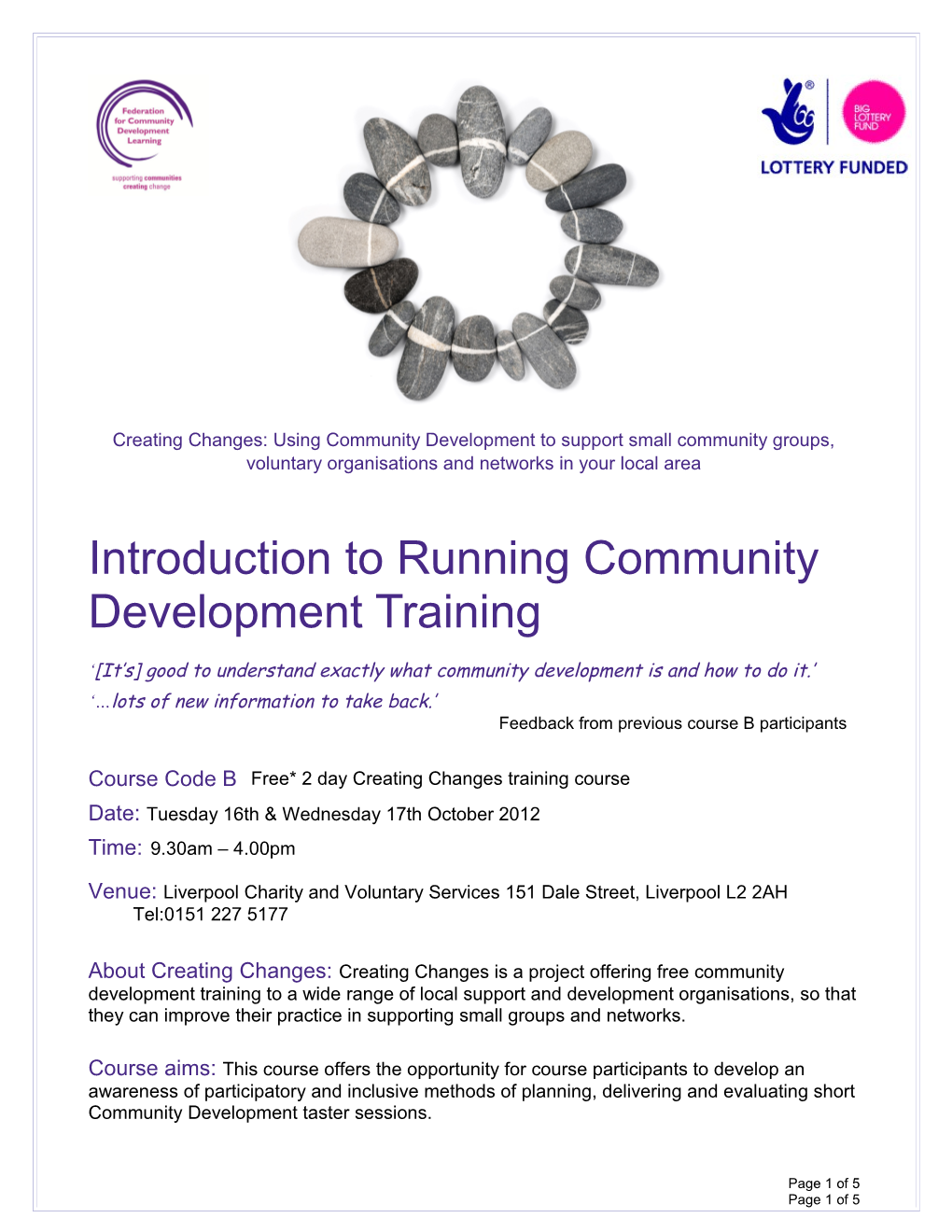 Introduction to Running Community Development Training