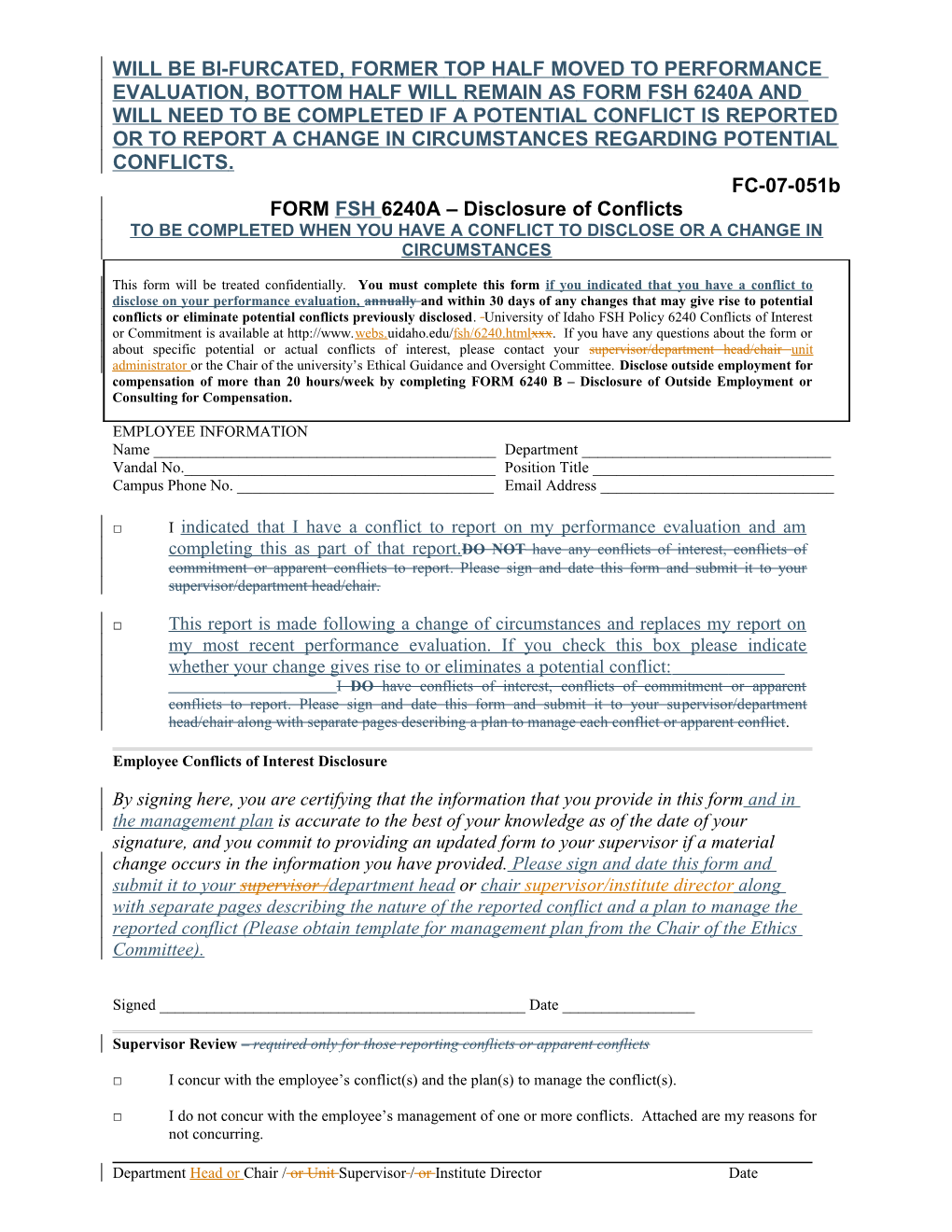 Disclosure of Potential Conflict of Interest and Commitment