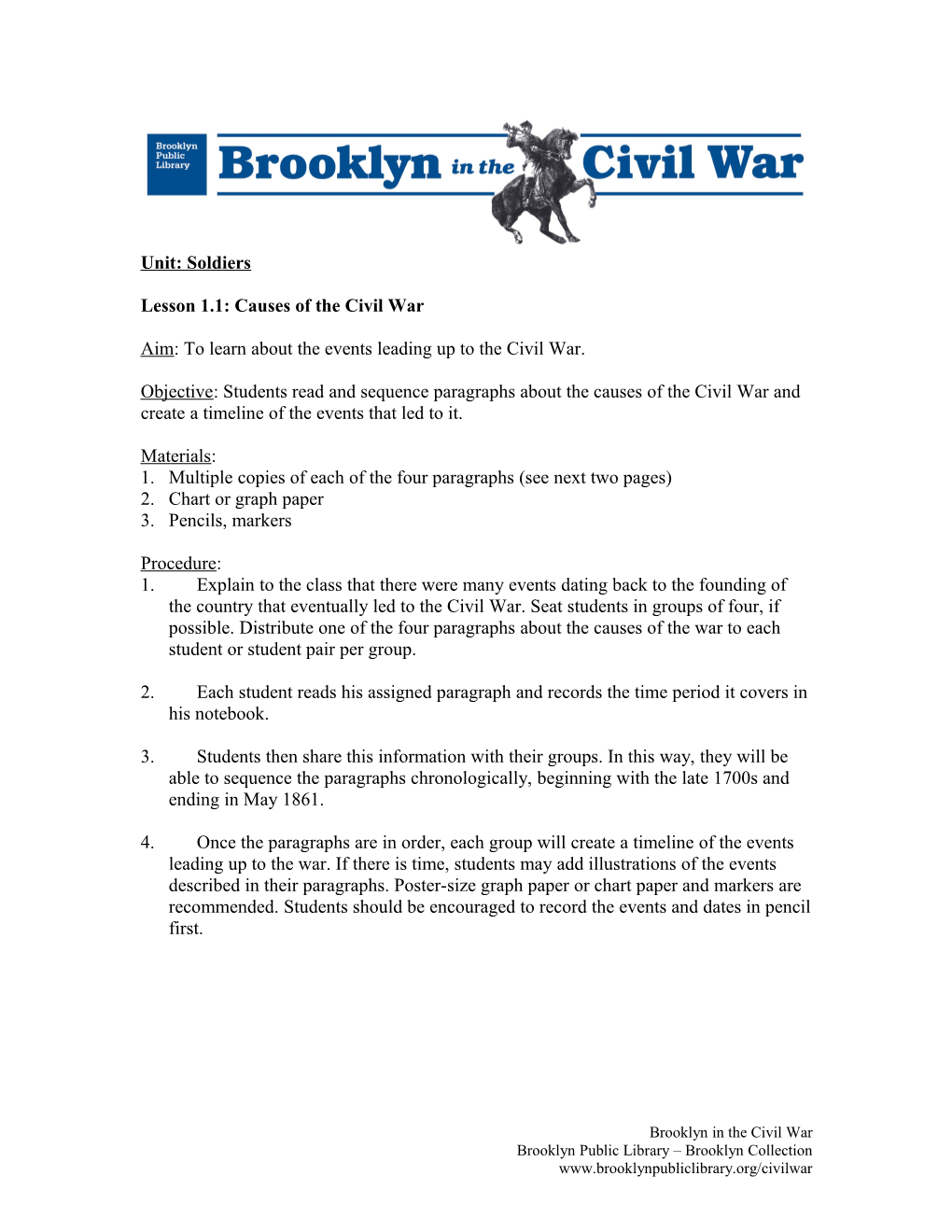 Lesson 1.1: Causes Of The Civil War