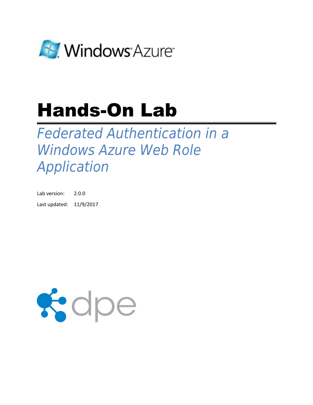 Federated Authentication In A Windows Azure Web Role Application