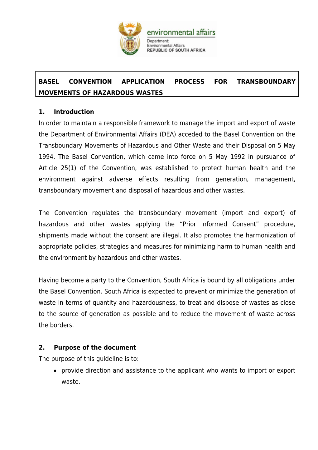 Basel Convention Application Process for Transboundary Movements of Hazardous Wastes