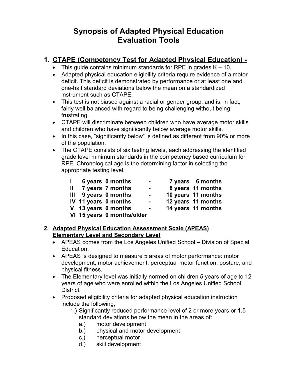 Adapted Physical Education Evaluation