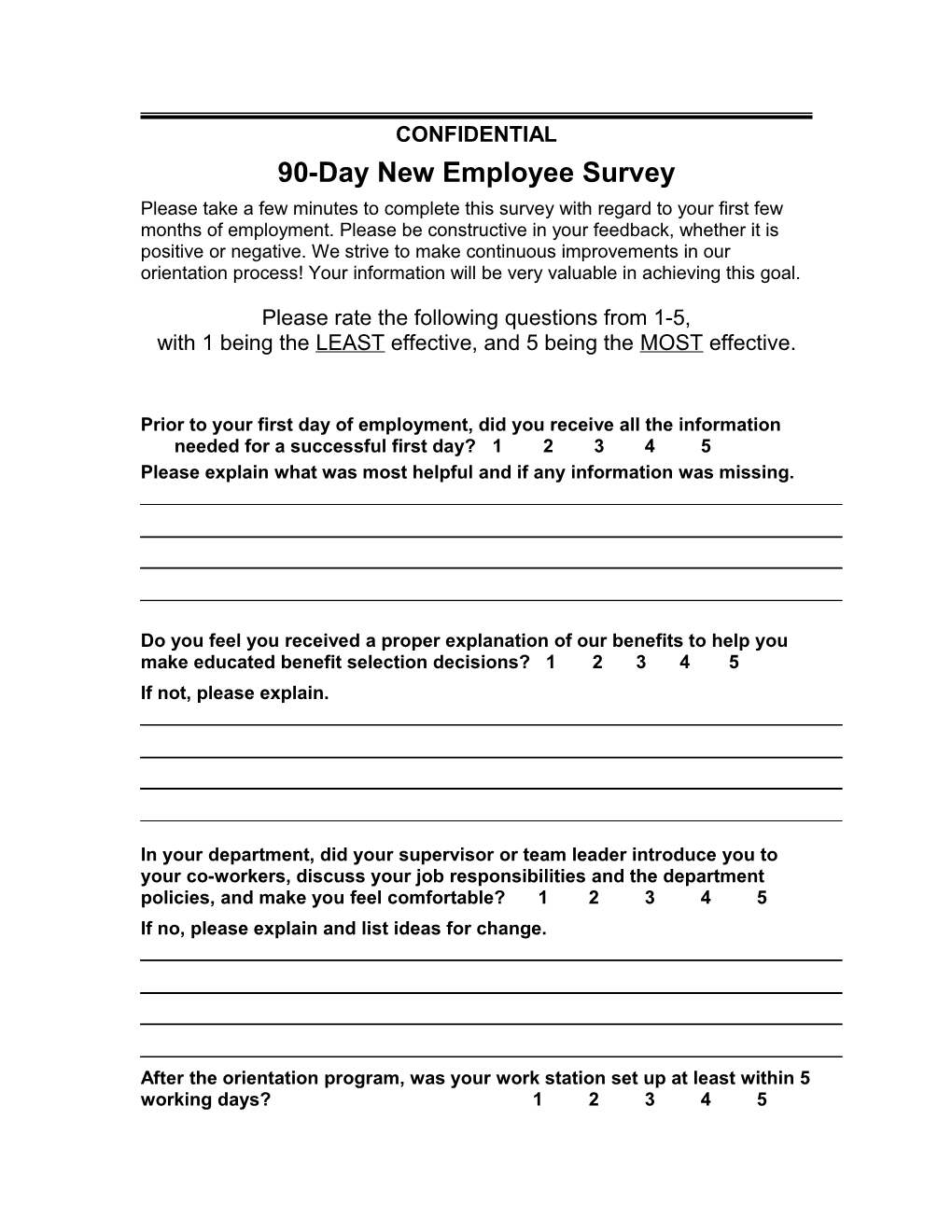90-Day New Employee Survey