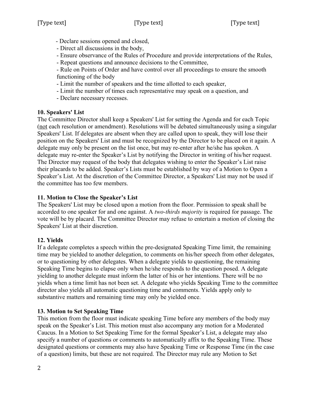 Delegate Handbook: Rules of Procedure Gatormun XI
