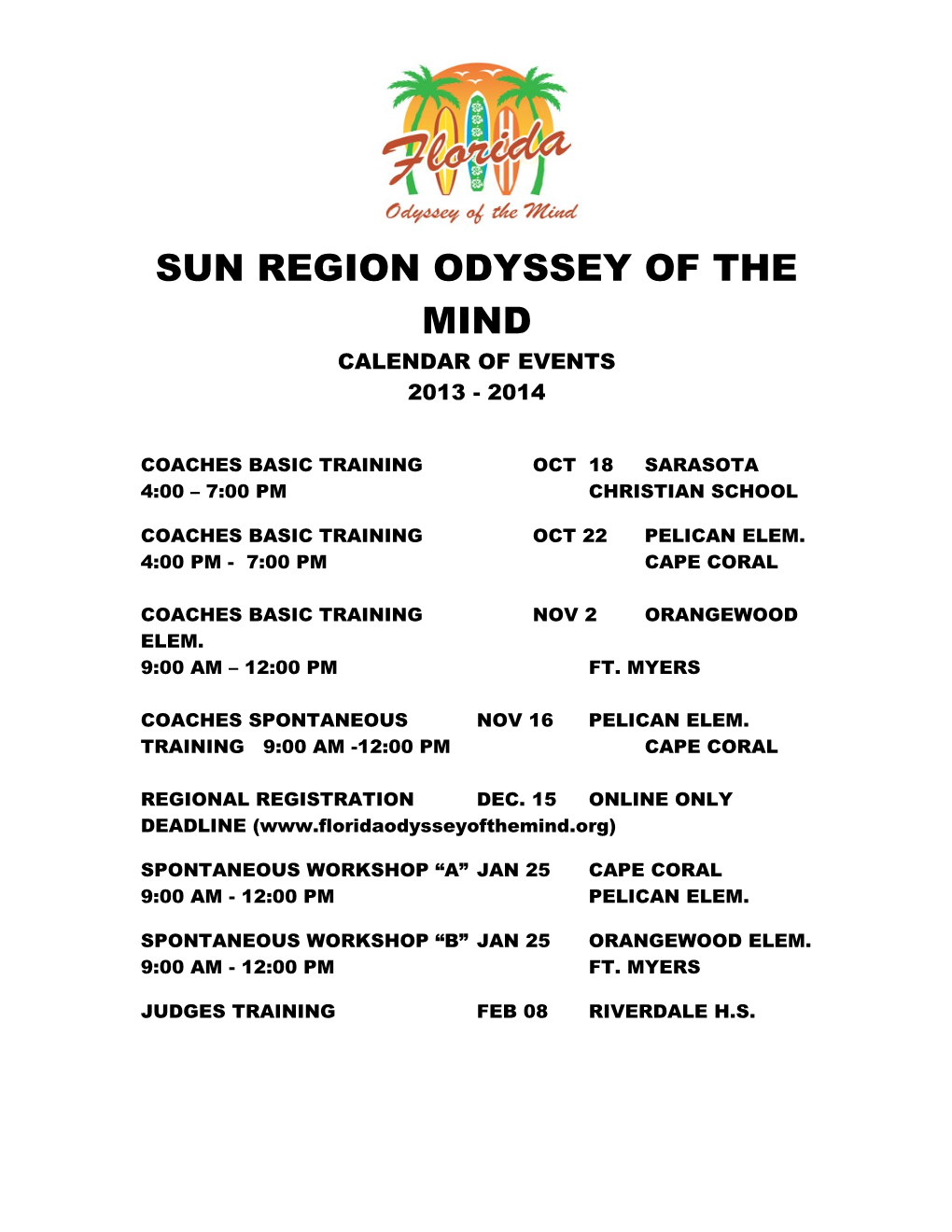 Sun Region Odyssey of the Mind